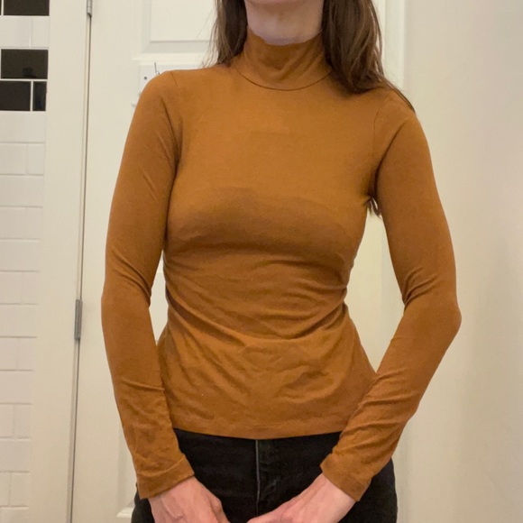 Frank & Oak Mustard Yellow Slim Turtleneck - Picture 2 of 2